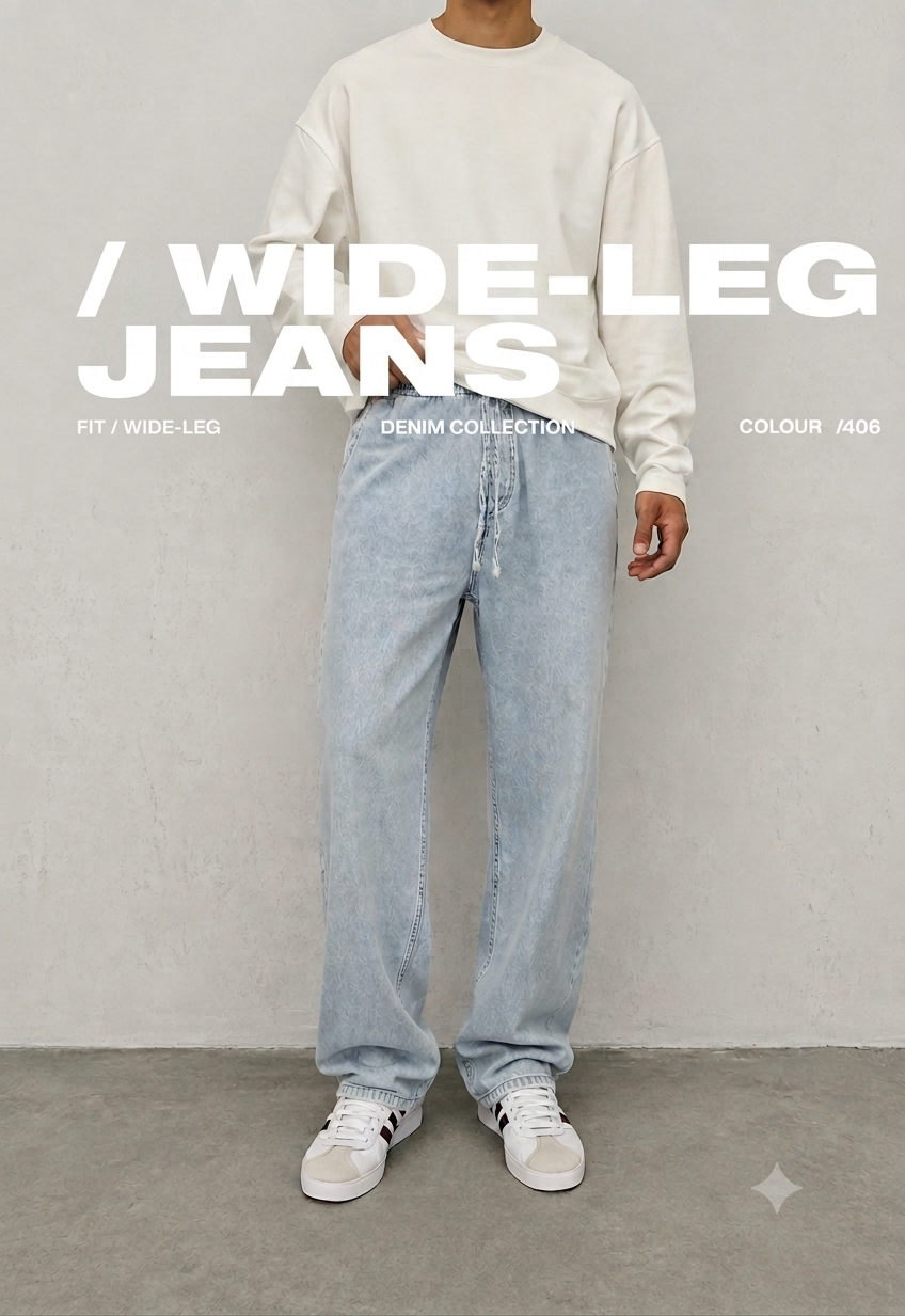 Jean Jogger Ample Bleu Clair – Taille Élastique & Cordon de Serrage