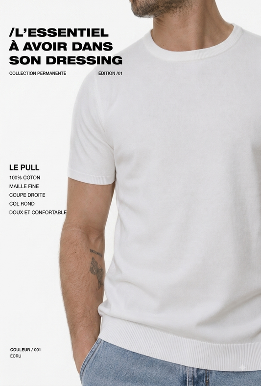 Men's Stylish Knit T-shirt - White