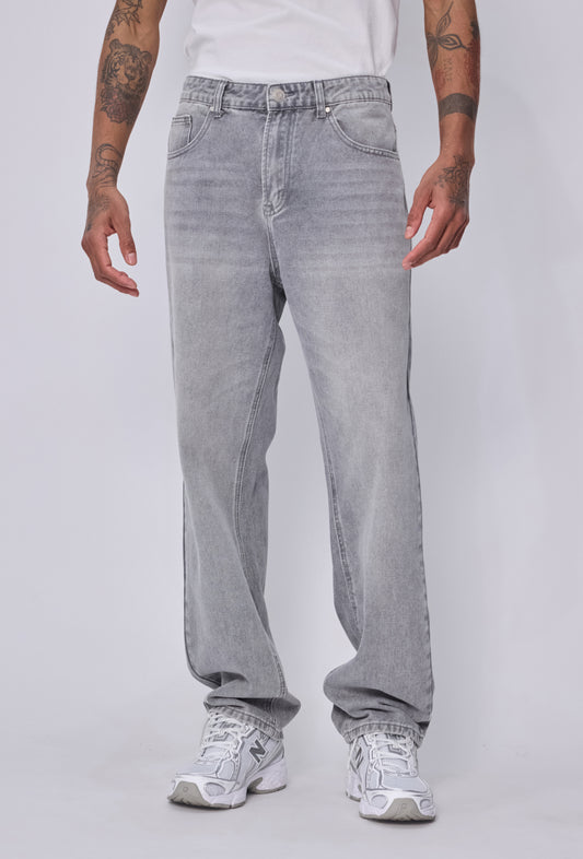 Jean Droit Gris Délavé – Coupe Relaxed Fit